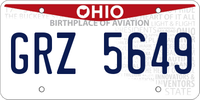 OH license plate GRZ5649
