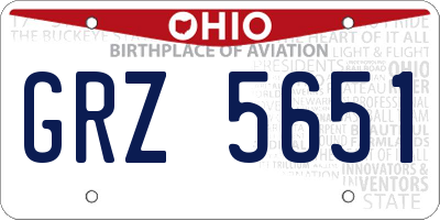 OH license plate GRZ5651