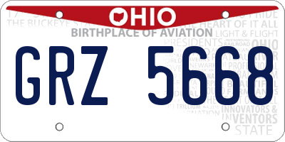 OH license plate GRZ5668