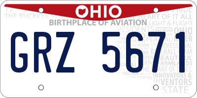 OH license plate GRZ5671