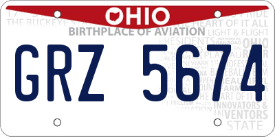 OH license plate GRZ5674