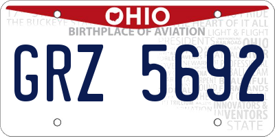 OH license plate GRZ5692