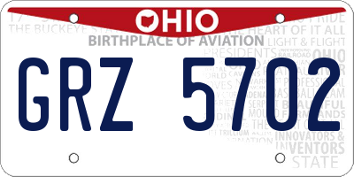 OH license plate GRZ5702