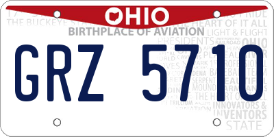 OH license plate GRZ5710