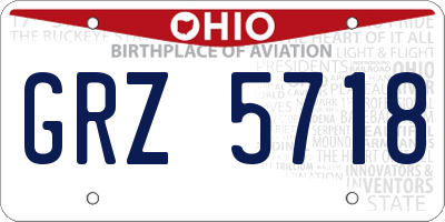 OH license plate GRZ5718