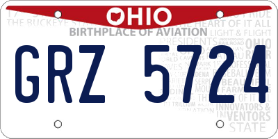 OH license plate GRZ5724