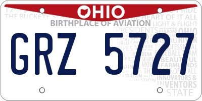 OH license plate GRZ5727
