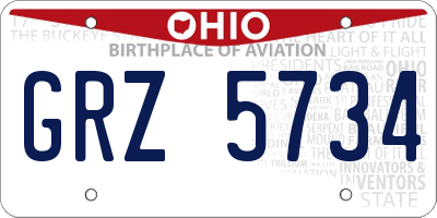 OH license plate GRZ5734