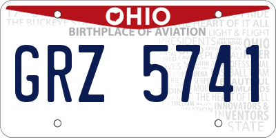 OH license plate GRZ5741