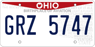 OH license plate GRZ5747
