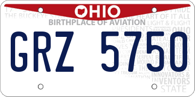 OH license plate GRZ5750