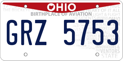 OH license plate GRZ5753