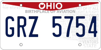 OH license plate GRZ5754