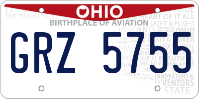 OH license plate GRZ5755