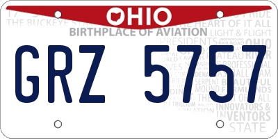 OH license plate GRZ5757