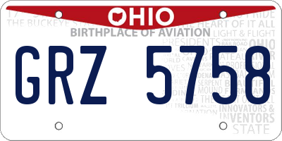 OH license plate GRZ5758