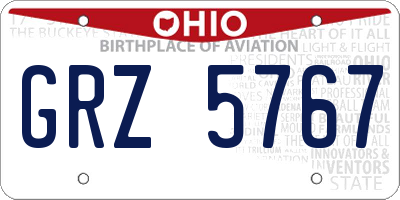 OH license plate GRZ5767