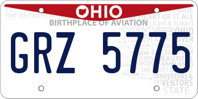 OH license plate GRZ5775
