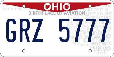 OH license plate GRZ5777