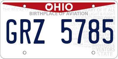 OH license plate GRZ5785