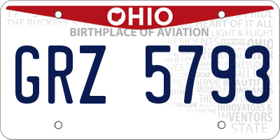 OH license plate GRZ5793