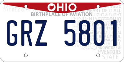 OH license plate GRZ5801