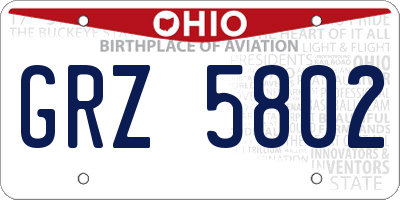OH license plate GRZ5802