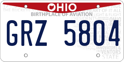 OH license plate GRZ5804