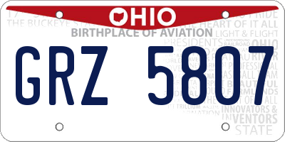 OH license plate GRZ5807