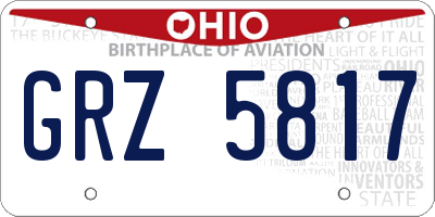 OH license plate GRZ5817