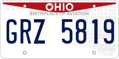 OH license plate GRZ5819