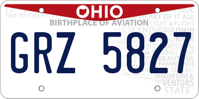 OH license plate GRZ5827