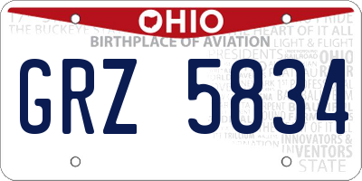 OH license plate GRZ5834