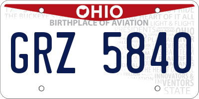 OH license plate GRZ5840