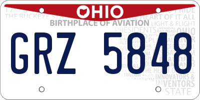 OH license plate GRZ5848