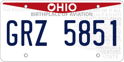 OH license plate GRZ5851