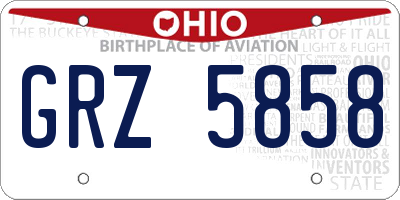 OH license plate GRZ5858