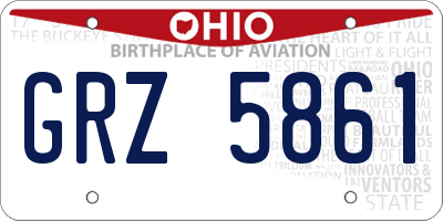 OH license plate GRZ5861