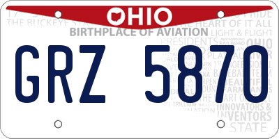 OH license plate GRZ5870