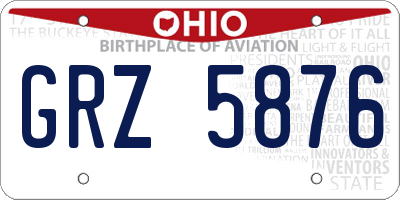 OH license plate GRZ5876