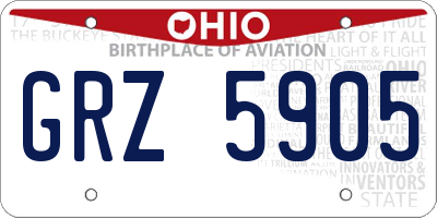 OH license plate GRZ5905
