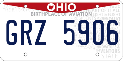 OH license plate GRZ5906