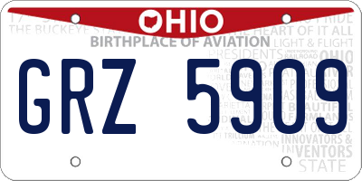 OH license plate GRZ5909