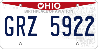 OH license plate GRZ5922