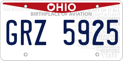 OH license plate GRZ5925