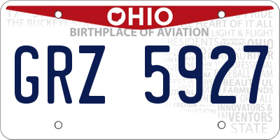 OH license plate GRZ5927