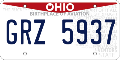 OH license plate GRZ5937