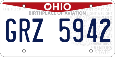 OH license plate GRZ5942