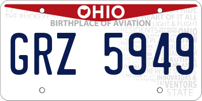 OH license plate GRZ5949