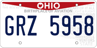 OH license plate GRZ5958